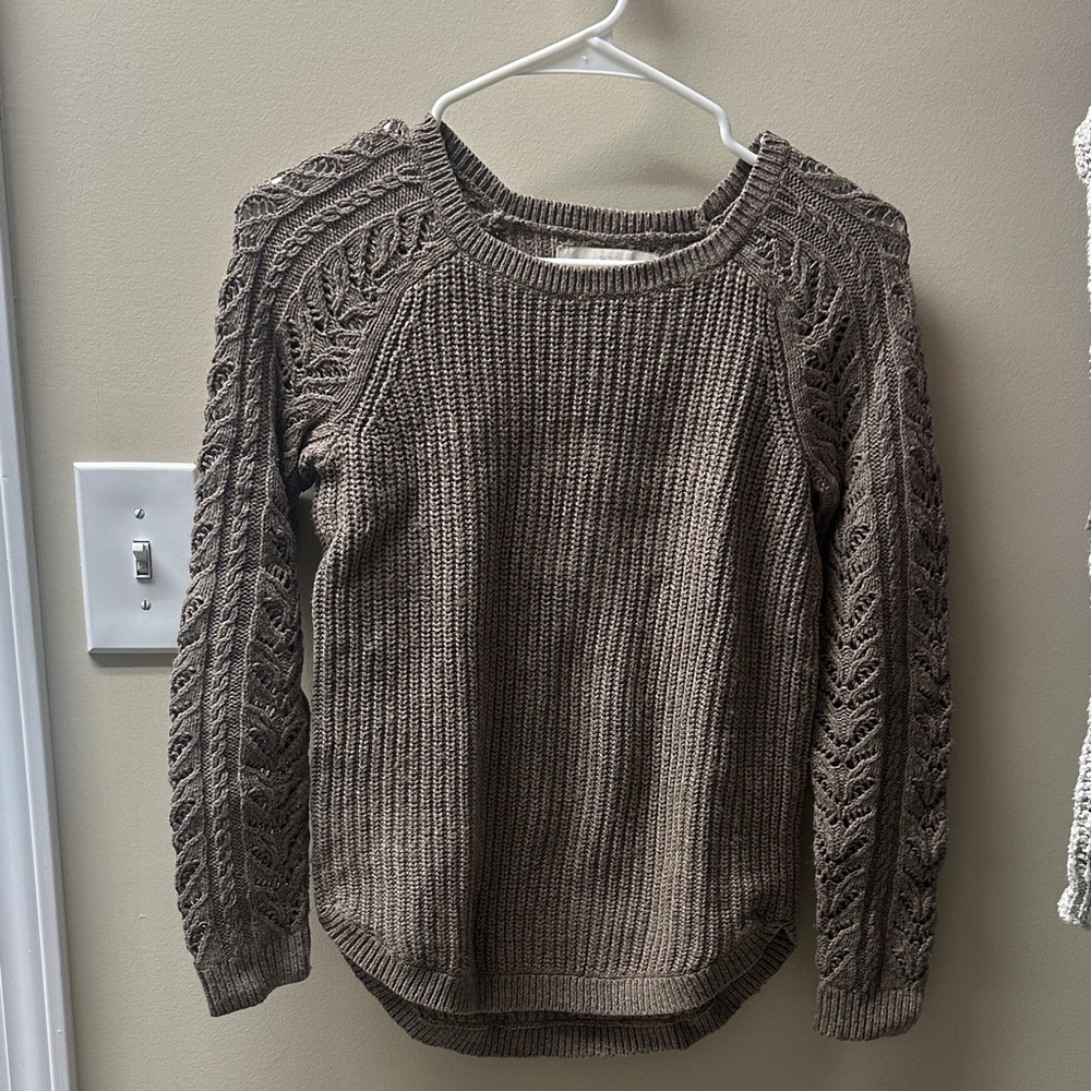 LOFT Taupe Cable Knit Women's Sweater